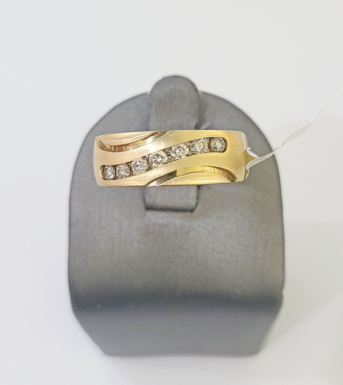 Real 14k Yellow Gold Diamond Mens Ring Band Wedding Engagement Genuine Natural - GoldenlinQ